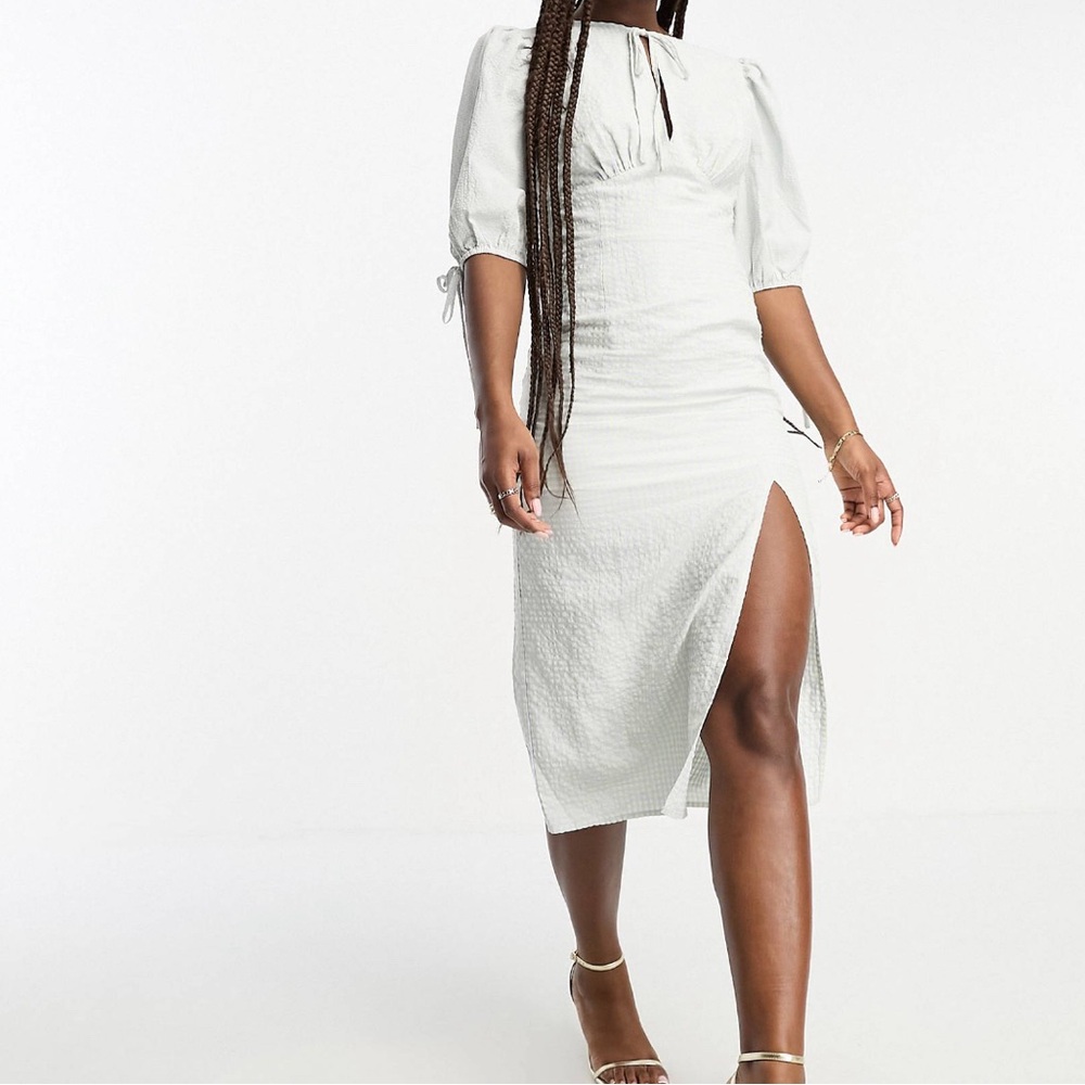 The frolic mixed gingham keyhole detail midi dress